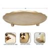 Kate and Laurel Alessia Modern Decorative Scalloped Round Footed Metal Tray; 16 Inch Diameter; Gold; Food-Safe Cast Aluminum Pedestal Transitional Tray with Rough Texture and Deckled Edge view 2