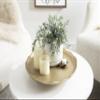 Kate and Laurel Alessia Modern Decorative Scalloped Round Footed Metal Tray; 16 Inch Diameter; Gold; Food-Safe Cast Aluminum Pedestal Transitional Tray with Rough Texture and Deckled Edge view 3