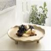 Kate and Laurel Alessia Modern Decorative Scalloped Round Footed Metal Tray; 16 Inch Diameter; Gold; Food-Safe Cast Aluminum Pedestal Transitional Tray with Rough Texture and Deckled Edge view 4
