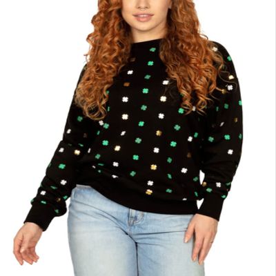 Tipsy Elves Metallic Clover Sweatshirt Size Medium