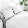 Easy-Going Twin Size Reversible Quilt Set with 1 Quilt and 1 Pillow Sham, Soft Bed Quilt Cover, Water Resistant Lightweight Microfiber Bedspread, Stain Resistant, White/White view 2