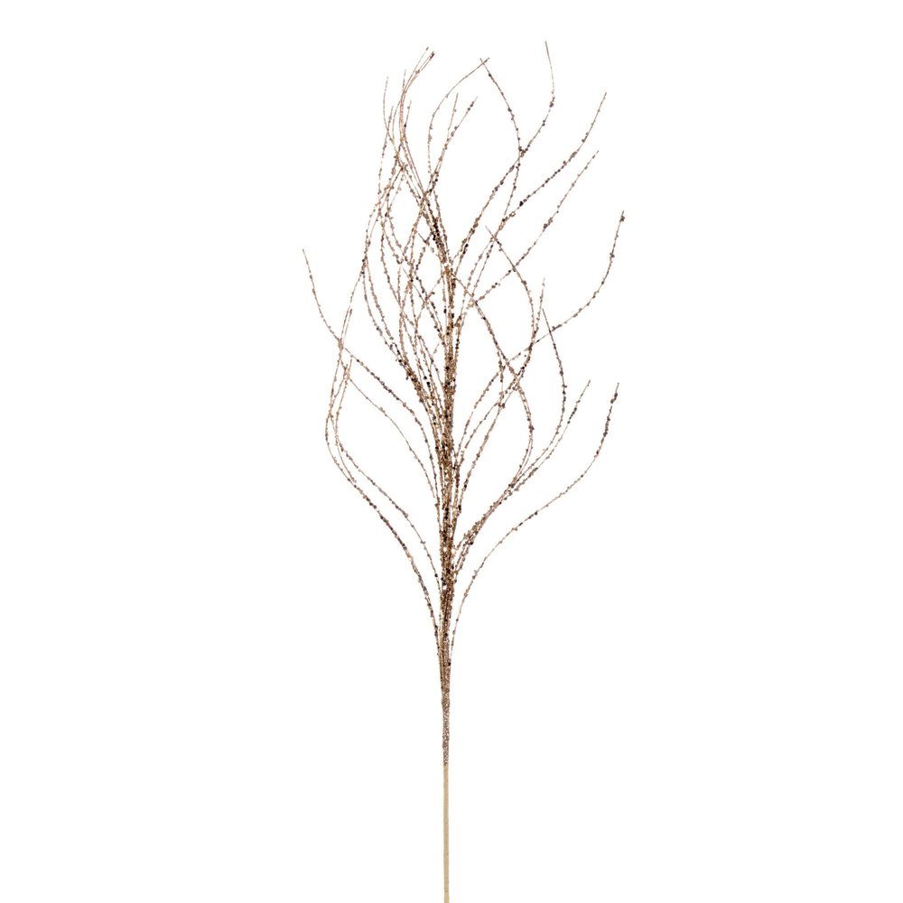Vickerman 37" Champagne Wavy Twig Glitter Spray, 6 per Bag.