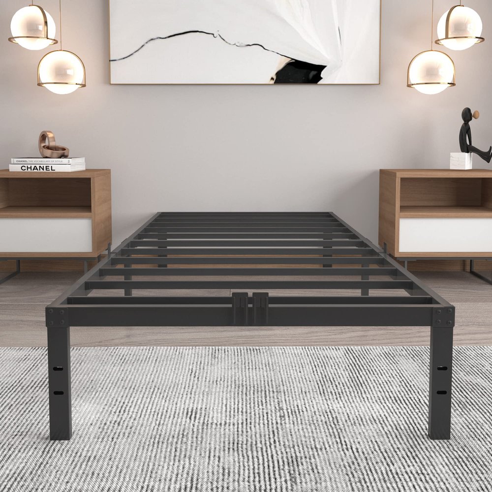 Umyder Twin XL Size Bed Frame with Steel Slats Support,Sturdy and Durable No Box Spring Needed 14 Inch High Platform Metal Bedframes Black Heavy Duty 3500lbs,Noise Free,Easy Assembly