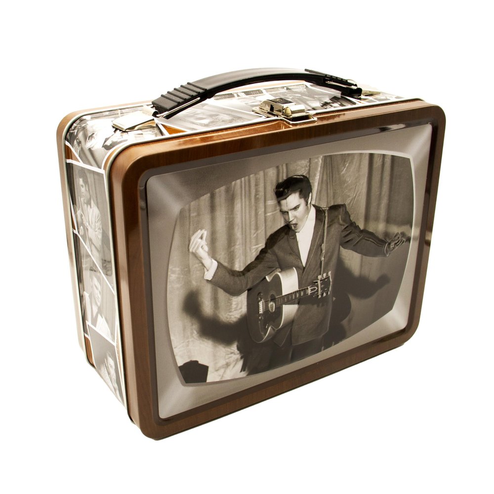 Aquarius Elvis TV Fun Box - Sturdy Tin Storage Box with Plastic Handle & Embossed Front Cover - Officially Licensed Elvis Merchandise & Collectible Gift