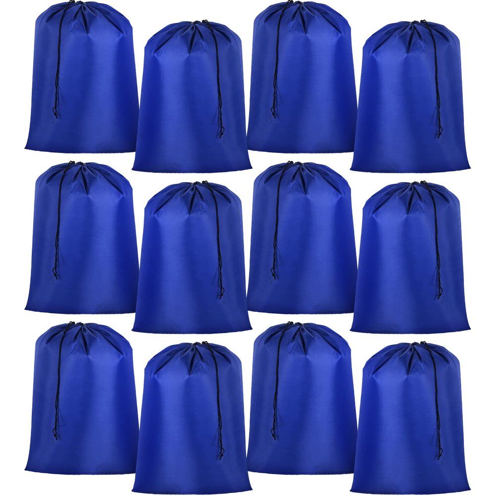 Woanger 12 Pack 28 x 45 Inch Extra Large Laundry Bags Bulk Washable Travel Laundry Bag with Drawstring Closure Large Dirty Clothes Organizer for College Dorm Home Hotel Camping(Blue)
