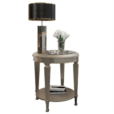 BNNP Tea Table for Living Room 2 Tier Round Side Table with Open Storage and Wooden Legs, Small Coffee Table Next to Sofa, Bedroom Bedside Table Coffee Table (Size : 50 * 50 * 66cm)