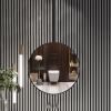 Gaommini Large Circle Mirror, Ceiling Mounted Hanging Mirror, Black Metal Frame Mirror for Bathroom Vanity Makeup, Wall Round Mirror (Size : Diameter-50CM/19.7INCH) view 1
