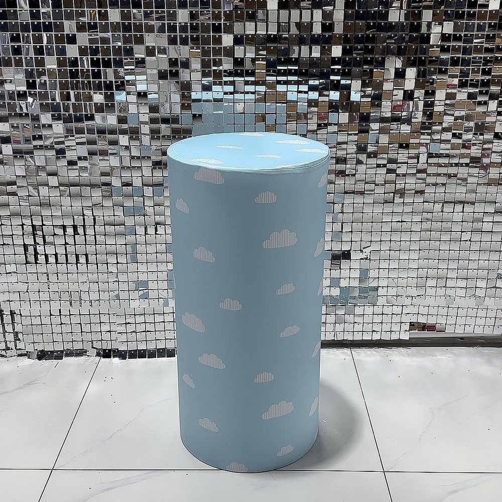 FiVan Baby Birthday Party Plinth Pedestal Cylinder Cover Elastic Stretch Spandex Cloth for Metal Stands Decoration (FUS-NO-1652,D33cm(12.9") H60cm(23.6"))