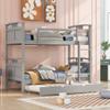 KLMM Stylish Twin-Over-Twin Bunk Bed with Twin Size Trundle, Separable Bunk Bed, Suitable for Children, Teenagers, Adults, Bedroom (Gray@U#) view 1