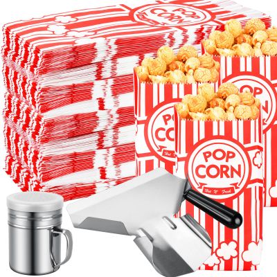 Essenya 202 Pcs Popcorn Bags with Popcorn Scoop and Salt Shaker,1 oz Small Pop Corn Bags Popcorn Bags Individual Servings for Popcorn Machine Supplies Party Movie Night Theater