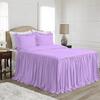 4 Piece Long Ruffle Sheet Set, 25" Inch Long Ruffle On Corner of The Flat Sheet, 28 Inch Deep Pocket, 100% Egyptian Cotton, 1000 TC, Twin Size, Solid Lavender view 1