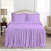 4 Piece Long Ruffle Sheet Set, 25" Inch Long Ruffle On Corner of The Flat Sheet, 28 Inch Deep Pocket, 100% Egyptian Cotton, 1000 TC, Twin Size, Solid Lavender view 2