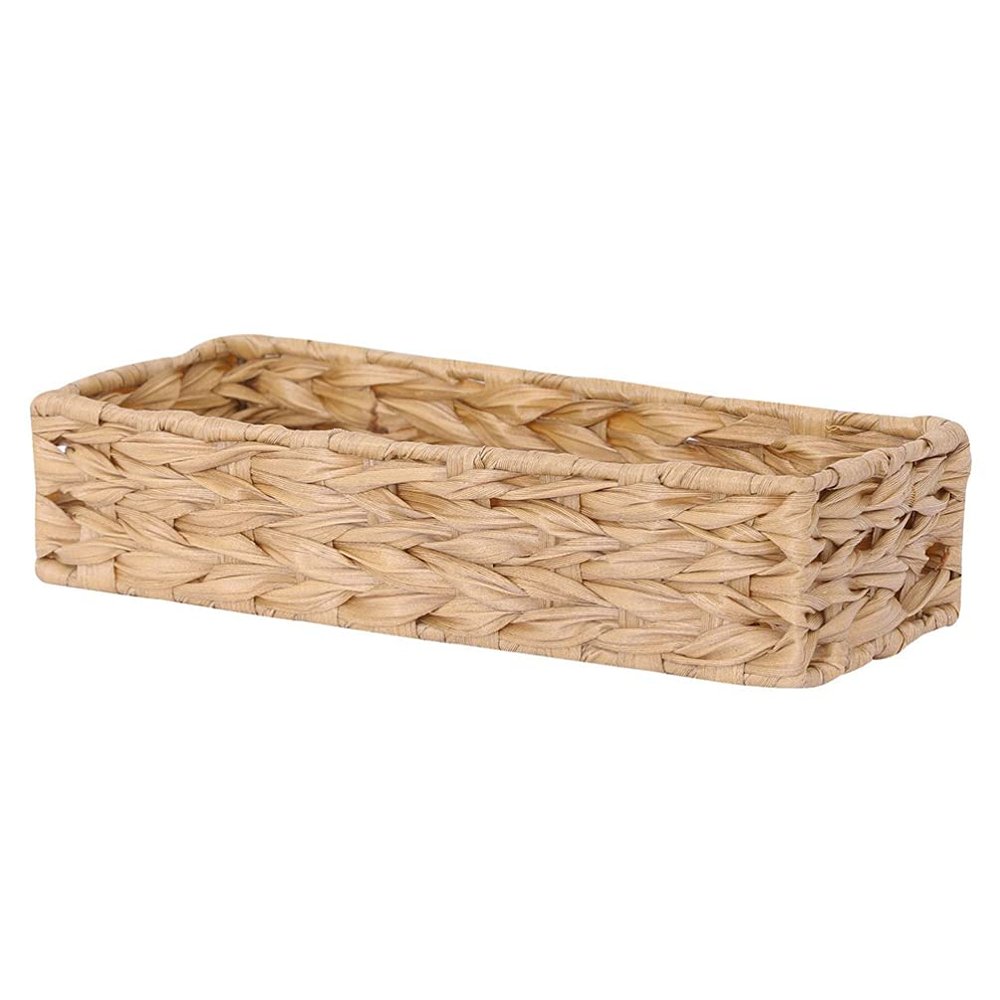 Hand-woven Basket Seagrass Storage Rectangular Basket for Organizing Farmhouse Magazine Holder for Bathroom