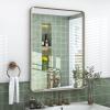 22x30 Inch Brushed Nickel Bathroom Mirror, Brushed Silver Metal Framed Wall Mirror, Rounded Corner Rectangle Modern Vanity Mirror, Tempered Glass, Anti-Rust, Shatterproof (Horizontal/Vertical) view 1