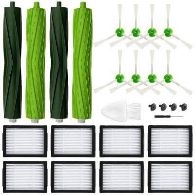 18 Pack Roomba Replacement Parts for iRobot Roomba i7 i7+ i3 i3+ i4 J7J7+/Plus i6 i6+ i5+j5+ i8 +/Plus E5 E6 E7 I & E & J Series Vacuum Cleaner, 2 Set of Roller Brush & 8 Filters & 8 Side Brushes