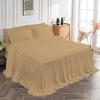 4 Piece Long Ruffle Sheet Set, 25" Inch Long Ruffle On Corner of The Flat Sheet, 28 Inch Deep Pocket, 100% Egyptian Cotton, 1000 TC, Queen Size, Solid Taupe view 3