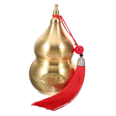 Beavorty Decorative Brass Gourd Figurine Creative Openable Craft Adornment for Feng Shui Symbol for Luck and Wealth Antique Style Gourd Decor