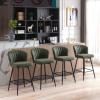 CIMOO Green Leather Counter Stools Set of 6 Mid Century Modern Bar Stools Upholstered Counter Height Stool Chairs Green 26 Inch Kitchen Island Chairs with Back, PU Faux Letaher view 2