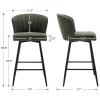 CIMOO Green Leather Counter Stools Set of 6 Mid Century Modern Bar Stools Upholstered Counter Height Stool Chairs Green 26 Inch Kitchen Island Chairs with Back, PU Faux Letaher view 3