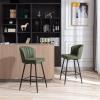 CIMOO Green Leather Counter Stools Set of 6 Mid Century Modern Bar Stools Upholstered Counter Height Stool Chairs Green 26 Inch Kitchen Island Chairs with Back, PU Faux Letaher view 4