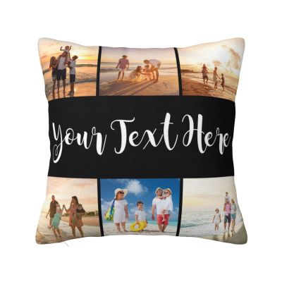 AMAPARK Customized Throw Pillow Covers Personalized Pillow Case with Photo Text, Square Pillowcase Cushion Covers for Sofa Couch Bed Chair Farmhouse Decorative Multi Sizes, 6 Photos, 26"x26"