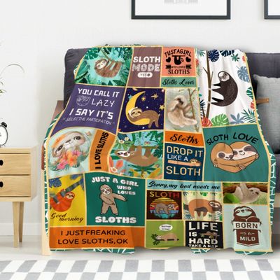 Avalokitesvara Sloth Flannel Blanket Super Soft and Warm for Bed Couch Sofa 120x90 Inch King Blanket for Family