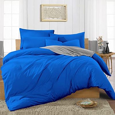 British Linen's - 100% Egyptian Cotton Duvet Cover Set, 3 Piece Luxury Soft Comforter Bedding Set with Zipper Closure & 400 Thread Count Quilt Cover Sets - Royal Blue Solid, Full.