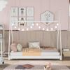 CNANXU Solid Wood Twin Size Canopy Platform Bed with Triangle Structure, Twin Floor Bed Frame for Boys, Girls, Teens, Mattress Base, No Box Spring Needed (White) view 3