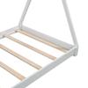 CNANXU Solid Wood Twin Size Canopy Platform Bed with Triangle Structure, Twin Floor Bed Frame for Boys, Girls, Teens, Mattress Base, No Box Spring Needed (White) view 4