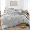 British Linen's - 100% Egyptian Cotton Duvet Cover Set, 3 Piece Luxury Soft Comforter Bedding Set with Zipper Closure & 400 Thread Count Quilt Cover Sets - Light Grey Solid, Full. view 1
