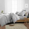 British Linen's - 100% Egyptian Cotton Duvet Cover Set, 3 Piece Luxury Soft Comforter Bedding Set with Zipper Closure & 400 Thread Count Quilt Cover Sets - Light Grey Solid, Full. view 2