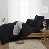 British Linen's - 100% Egyptian Cotton Duvet Cover Set, 3 Piece Luxury Soft Comforter Bedding Set with Zipper Closure & 400 Thread Count Quilt Cover Sets - Black Solid, Full. view 2