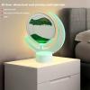 WLWMCFXPWH Moving Sand Art Quicksand Painting Table Lamp,Moon Shape 3D Mobile Sand Painting Table Lamp Glass Flowing Sand Art Desktop Home Office Decor,Gift for Adult Kid Calm Relaxing (Green) view 2