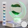 WLWMCFXPWH Moving Sand Art Quicksand Painting Table Lamp,Moon Shape 3D Mobile Sand Painting Table Lamp Glass Flowing Sand Art Desktop Home Office Decor,Gift for Adult Kid Calm Relaxing (Green) view 3