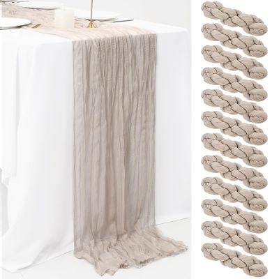 12 Pack 10Ft Rosy Brown Cheesecloth Table Runner 35 x 120 inch Boho Gauze Cheese Cloth Table Runner Vintage Rustic Sheer Runners for Wedding Bridal Shower Birthday Party Cake Table Decorations
