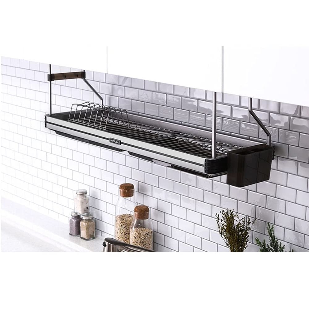 It likes QX Foldable Attachable Premium Dish Drying Rack Wire Shelf Liner Dish Holder 30" X 10.4" X11.41"