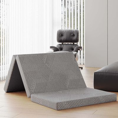 Dyonery Folding Mattress, 4 Inch Full CertiPUR-US Certified Memory Foam Foldable Camping Mattress with Washable Cover, 75"54"4", Grey
