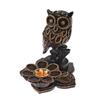 AeraVida Detailed Animal Hollow Owl in The Garden Carved Rain Beautiful Tree Candle Holder view 1