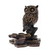 AeraVida Detailed Animal Hollow Owl in The Garden Carved Rain Beautiful Tree Candle Holder view 3