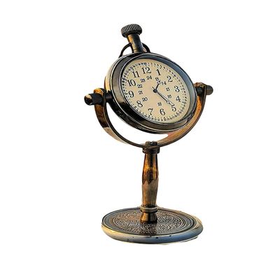 Antique Handmade Stand Solid Antique Finish Brass Table Clock Desk Clock Shelf Clock Mantel Clock Mechanical Analog Clock for Home/Office by Nexus Center