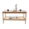 2 Tier Coffee Table Glass Top Modern Mid Century Wood Coffee Tea Tables Rectangle Food Snack Storage Shelf Living Room Furniture for Bedroom Office Shop(37.8 * 19.7 * 19.7in) view 1