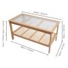 2 Tier Coffee Table Glass Top Modern Mid Century Wood Coffee Tea Tables Rectangle Food Snack Storage Shelf Living Room Furniture for Bedroom Office Shop(37.8 * 19.7 * 19.7in) view 3