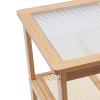 2 Tier Coffee Table Glass Top Modern Mid Century Wood Coffee Tea Tables Rectangle Food Snack Storage Shelf Living Room Furniture for Bedroom Office Shop(37.8 * 19.7 * 19.7in) view 4