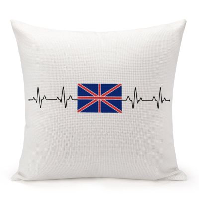 TiuKiu United Kingdom Flag HeartbeatThrow Pillow Cover Funny Flag of United Kingdom Heartbeat Graphic Decorative Pillowcase Cushion Case for Couch Bedroom Car 24"x24"