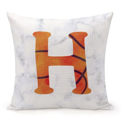 TiuKiu Throw Pillow Covers 24"x24" Basketball Personalized Initial Monogram H Decorative Square Throw Pillow Covers Sports Alphabet Custom Letter Cushion Case for Sofa Couch Farmhouse Home Decoration