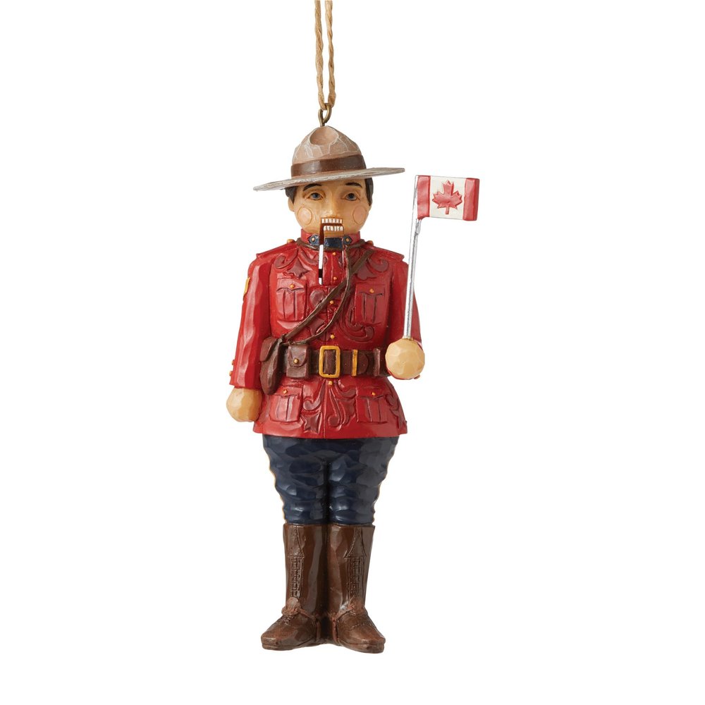 Enesco Jim Shore Heartwood Creek Christmas Around The World Canadian Mountie Nutcracker Hanging Ornament, 5 Inch, Multicolor