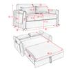 55" Convertible Sofa Bed, Velvet Loveseat Sofa with 2 Detachable Arm Pockets, Sofa Couch with Pull Out Bed, 2 Pillows and Adjustable Backrest, Living Room Sofa with Grid Design Armrests, Green view 2