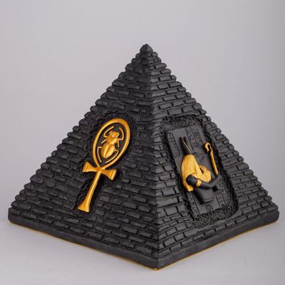 Ancient Egyptian Pyramid Art pharaonic inscriptions Black and Gold Made in Egypt.