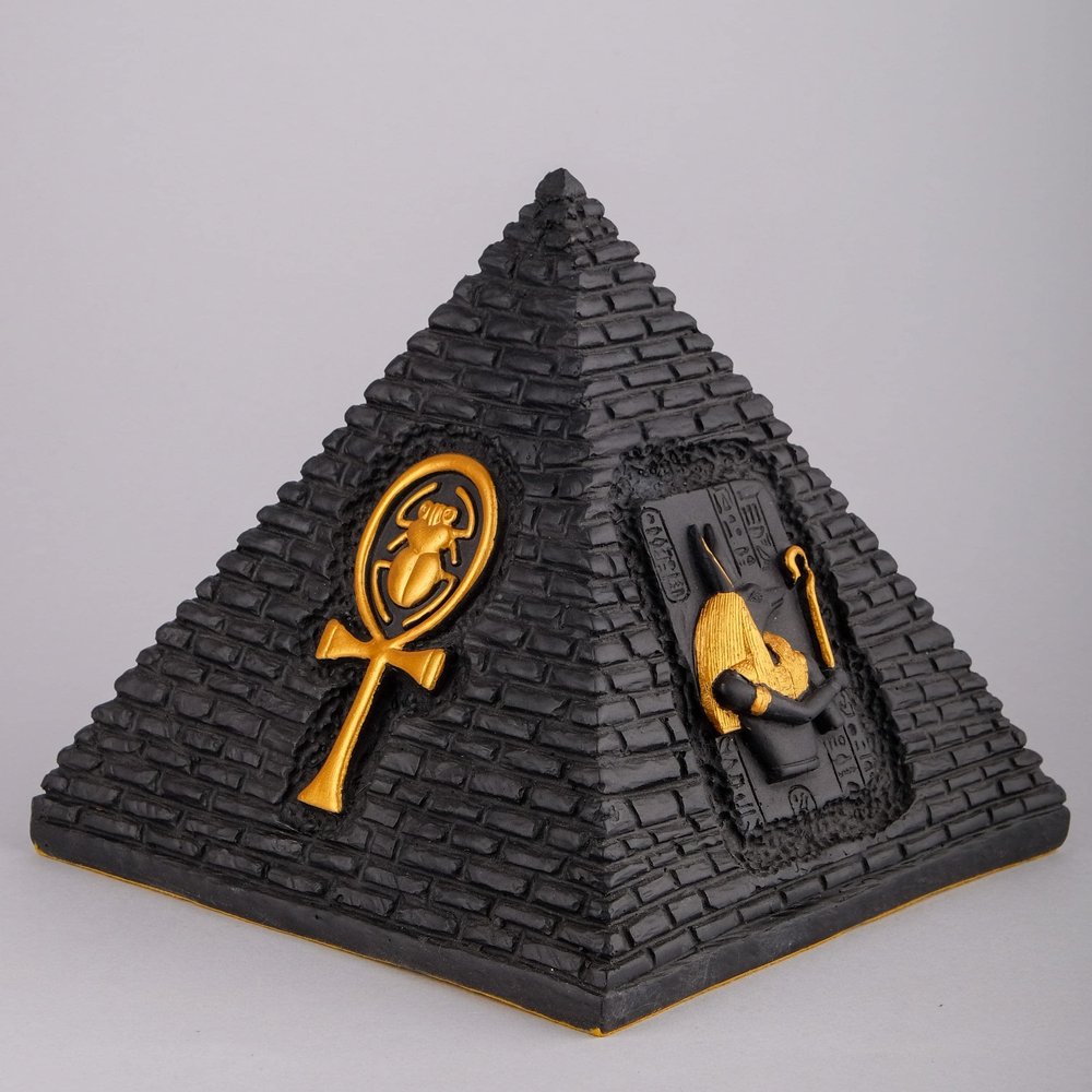 Ancient Egyptian Pyramid Art pharaonic inscriptions Black and Gold Made in Egypt.