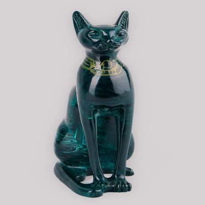 Ancient Egyptian Hand-Carved Bastet Goddess Statue - Home Decor cat - pharaonic Cat- Egyptian Green Bastet Made in Egypt